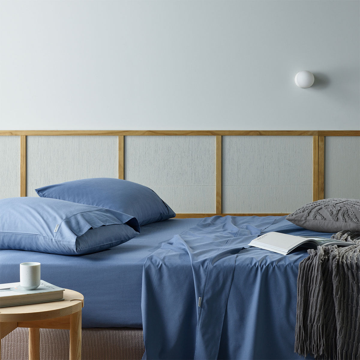 Bianca Eco-Friendly Blue Bamboo and Recycled Cotton Single Sheet Set