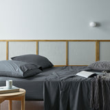 Sustainable Charcoal Super King Sheet Set - Bianca Natural Sleep Recycled Cotton and Bamboo