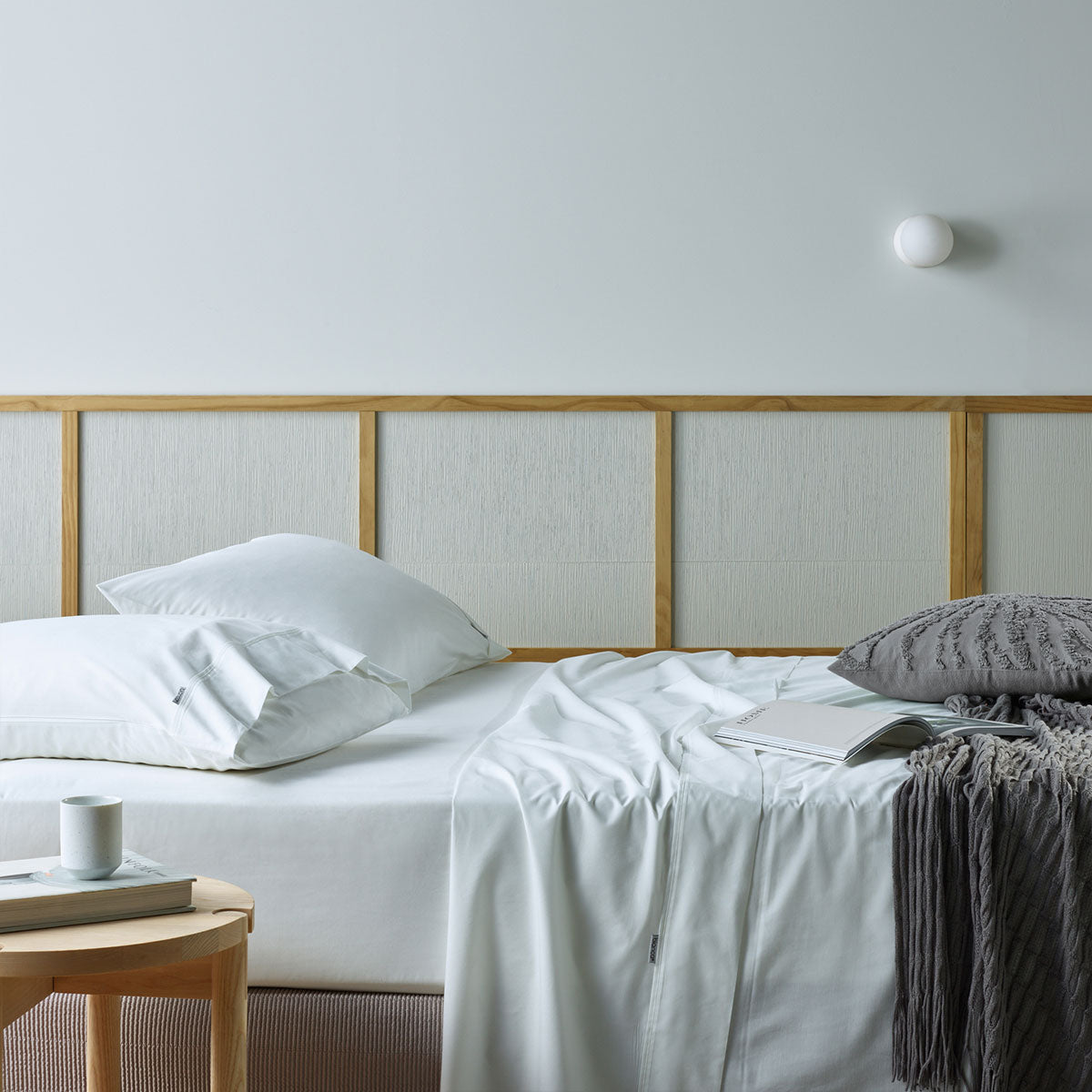 Bianca Eco-Friendly Bamboo and Recycled Cotton Split King Sheet Set in White