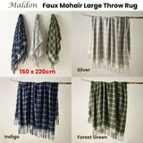 Bianca Maldon Faux Mohair Large Throw Rug 150 x 220 cm Silver - Front View