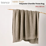 Bianca Sofala Taupe Polyester Chenille Throw Rug 130 x 170 cm - Front View