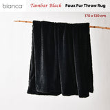 Bianca Tambar Black Faux Fur Throw Rug 130 x 170 cm - Front View