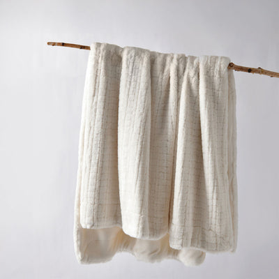Bianca Tambar Natural Faux Fur Throw Rug 130 x 170 cm