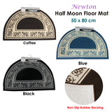 Newton Half Moon Floor Mat 50 x 80cm Black - Front View
