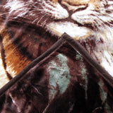 675gsm 2 Ply 3D Print Faux Mink Blanket Queen 200x240 cm Tiger Family - Front View