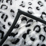 675gsm 2 Ply Animal Print Faux Mink Blanket Queen 200x240 cm Snow Leopard - Front View