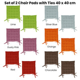 Set of 2 Chair Pads with Ties 40 x 40 cm Orange - Front View