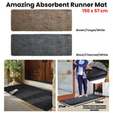 Amazing Absorbent Runner Mat 150 x 57 cm Brown/Taupe/White - Front View