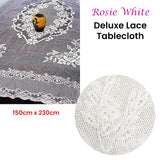 Rosie White Large Deluxue Lace Rectangle Tablecloth 150cm x 230cm 6 to 8 Seaters - Front View