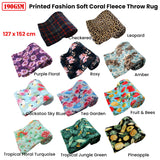 190GSM Fashion Printed Ultra Soft Coral Fleece Throw 127 x 152cm Amber - Front View