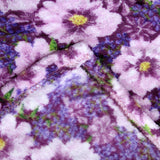 190GSM Fashion Printed Ultra Soft Coral Fleece Throw 127 x 152cm Floral Purple - Front View
