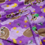 190GSM Girls Cute Ultra Soft Coral Fleece Throw 127 x 152cm Sleeping Sloths - Front View