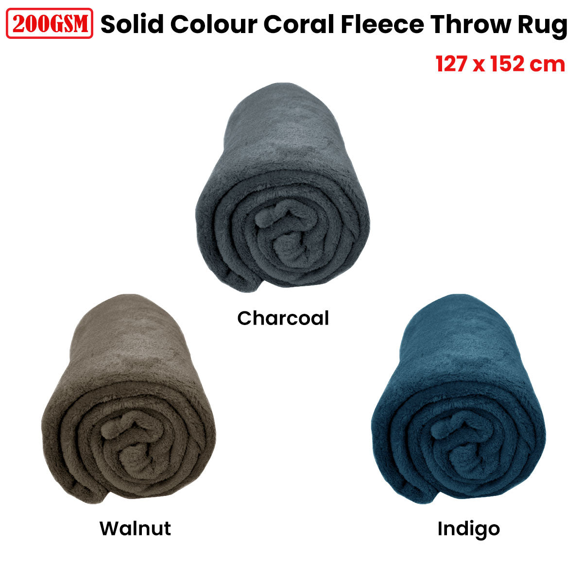 Charcoal Soft Coral Fleece Throw Blanket 127 x 152 cm