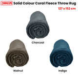 Charcoal Soft Coral Fleece Throw Blanket 127 x 152 cm - Front View