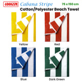 400GSM Cabana Stripe Cotton Polyester Beach Towel Yellow - Front View