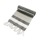 Cotton Rich Large Turkish Beach Towel with Tassels 80cm x 155cm Black