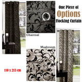 One Piece of Options Flocking Unlined Curtain 110 x 213 cm Charcoal - Front View