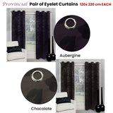 Belmondo Provincial Pair of Eyelet unlined Jacquard Curtains 120 x 220cm each Aubergine - Front View