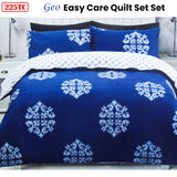 225TC Geo Damask Cotton Rich Easy Care Quilt Cover Set King - Front View