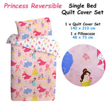 Caprice Disney Princess Reversible Licensed Quilt Cover Set Single - Front View