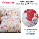 Caprice Disney Princesses Pink Licensed Quilt Cover Set Single - Front View