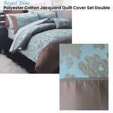 Regal Blue Polyester Cotton Jacquard Quilt Cover Set Double - Front View