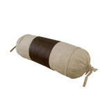 Faux Suede & Leather Decorative Neckroll Pillow Cover - 15 x 35 cm