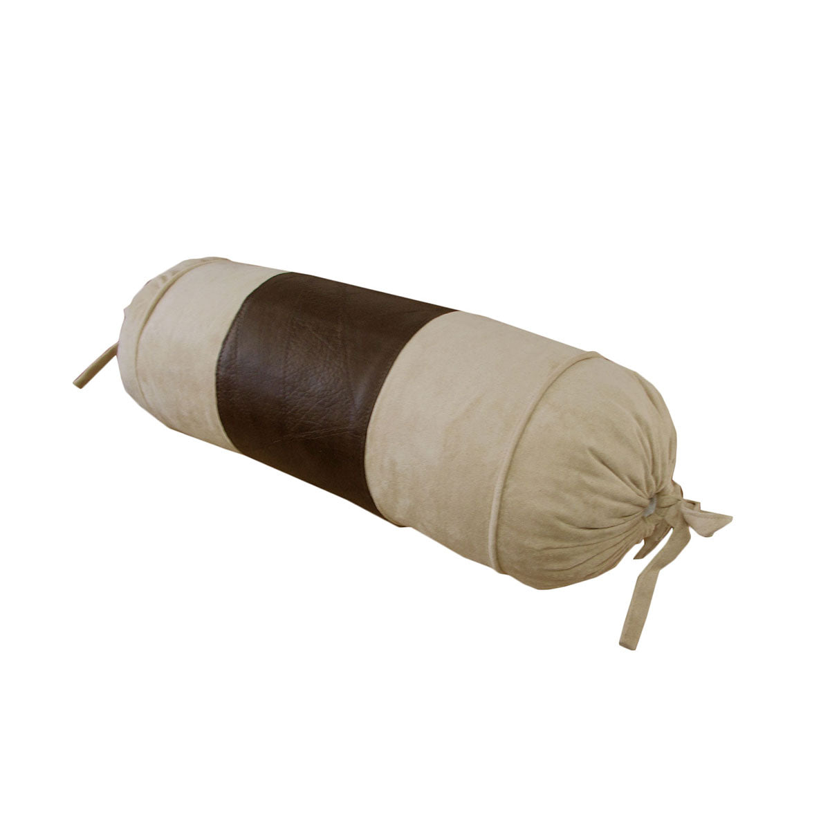Faux Suede & Leather Decorative Neckroll Pillow Cover - 15 x 35 cm