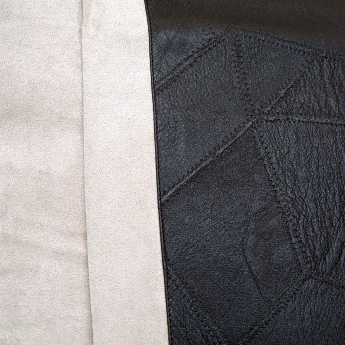 Faux Suede & Leather Decorative Neckroll Pillow Cover - 15 x 35 cm