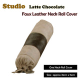 Studio Latte Chocolate Faux Leather - Neckroll Cover - Front View