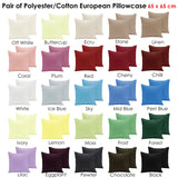 Pair of Polyester Cotton European Pillowcases Ivory - Front View