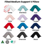 Easyrest Aus Made Medium Support Filled V Shape Pillow 64 x 39 cm Shell Blue