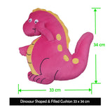 Dinosaur Pink Shaped Kids Filled Cushion - Front View