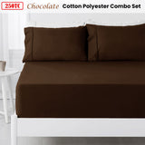 Hotel Living 250TC Chocolate Cotton Rich Combo Set Queen 38cm - Front View