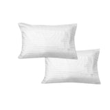 600TC Pair of Wide Self Striped Standard Pillowcases White