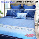 Hotel Living Bazaar Quilt Cover Set BLUE - King - Front View