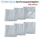 Set of 6 Perline Grey Jacquard Napkins 40cm x 40cm - Front View