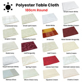 Damask Jacquard Polyester Tablecloth 180cm Round Elisabetta Cream - Front View