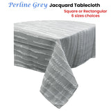 Perline Grey Jacquard Polyester Tablecloth 230 x 230cm - Front View