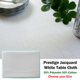 Invitation Prestige Jacquard White Table Cloth 160 x 220 cm - Front View