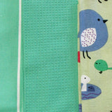 Home Oasis Set of 3 Printed Cotton Rich Tea Towels 50 x 70 cm Birdie Mint - Side View