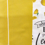 Home Oasis Set of 3 Printed Cotton Rich Tea Towels 50 x 70 cm Lemons Yellow - Side View