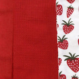 Home Oasis Set of 3 Printed Cotton Rich Tea Towels 50 x 70 cm Strawberry Red - Side View