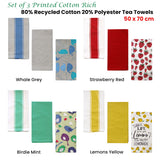 Home Oasis Set of 3 Printed Cotton Rich Tea Towels 50 x 70 cm Strawberry Red - Top-Down View