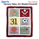 Sports Embroidered Nursery Baby Blanket/Coverlet 91 x 114 cm - Front View