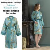 Bedding House Van Gogh Almond Blossom Blue Kimono Bath Robe Small/Medium - Front View