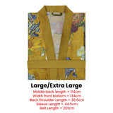 Bedding House Van Gogh Partout des Fleurs Gold Kimono Bath Robe Large/Extra Large - Rear View