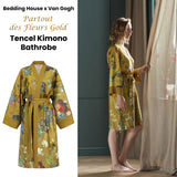 Bedding House Van Gogh Partout des Fleurs Gold Kimono Bath Robe Small/Medium - Front View