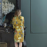 Bedding House Van Gogh Partout des Fleurs Gold Kimono Bath Robe Small/Medium - Side View