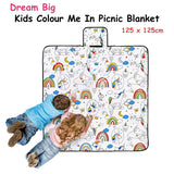 Happy Kids Dream Big Colour Me In Picnic Blanket 125 x 125 cm - Front View